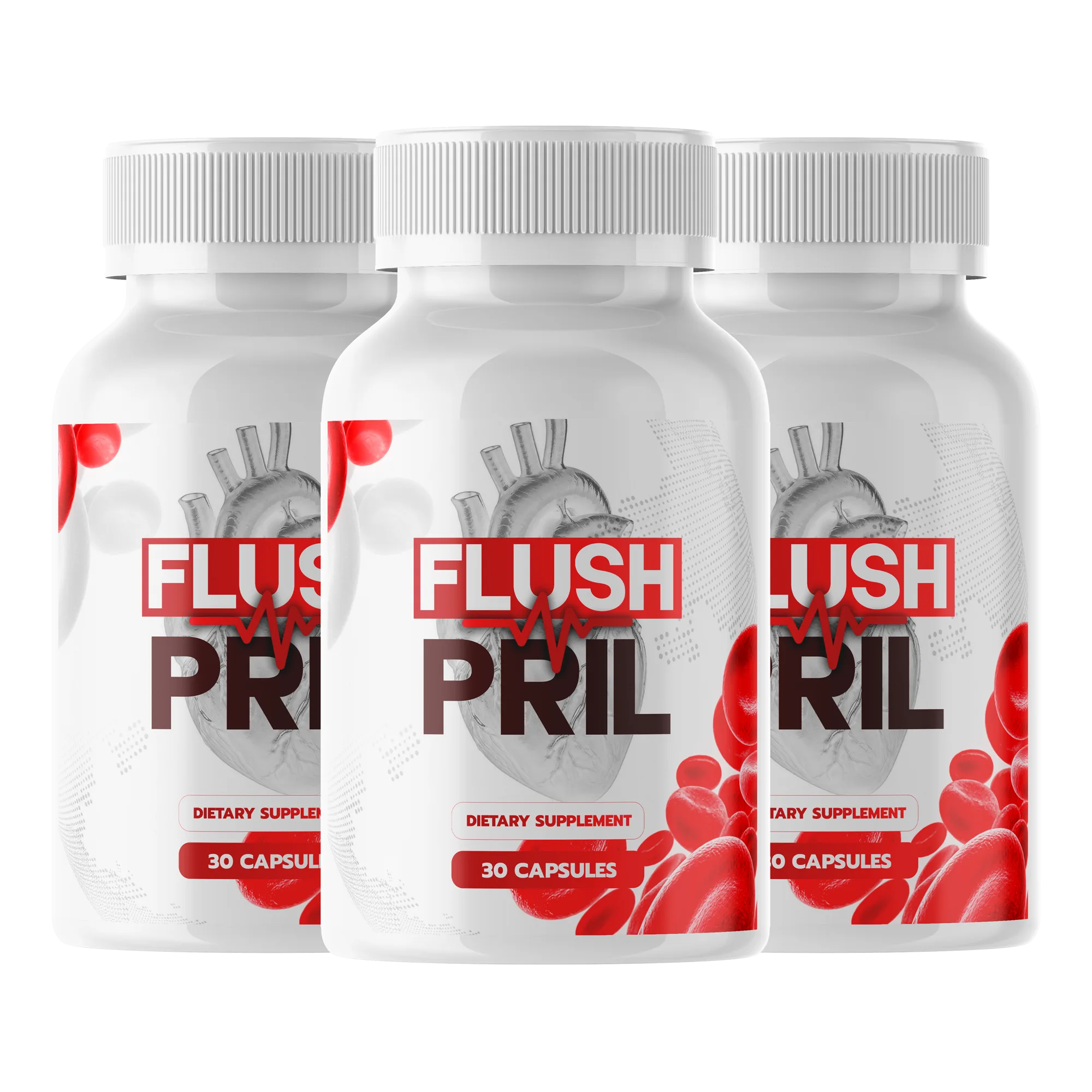 FlushPril™ 3-bottle pack cardiovascular supplement